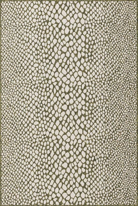 Unique Loom Outdoor Collection Area Rug - Cape Town (4' x 6' Rectangle, Green/ Ivory)