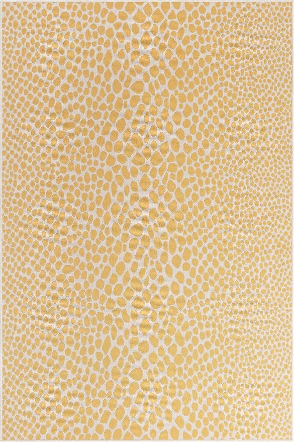 Unique Loom Jill Zarin Outdoor Collection Area Rug - Cape Town (6' x 9' Rectangle Yellow Ivory/Ivory)