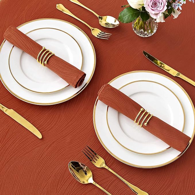 maxmill Jacquard Cloth Napkins 20 x 20 Inch Swirl Pattern Soft Comfortable and Luxury Serviette for Restaurant Family Dinners Weddings Parties and Banquets Set of 4 Pieces Rust