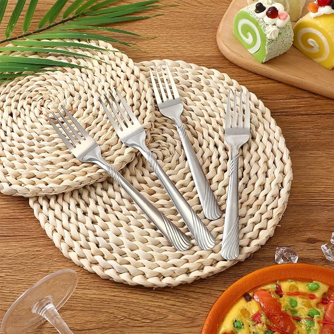 Bokon 120 Pieces Dinner Forks Bulk Set 6.9 Inches Stainless Steel Silverware Durable Table Forks Set for Home Restaurant Kitchen Dishwasher Safe