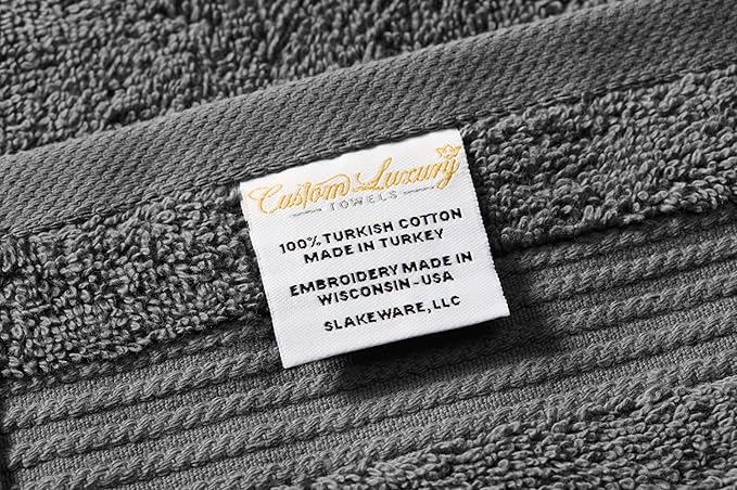 Monogrammed Hand Towels for Bathroom | Luxury Turkish Cotton | Embroidered in USA | Set of 2 | Choose Set Color and Monogram Color | A - Z | Modern Font