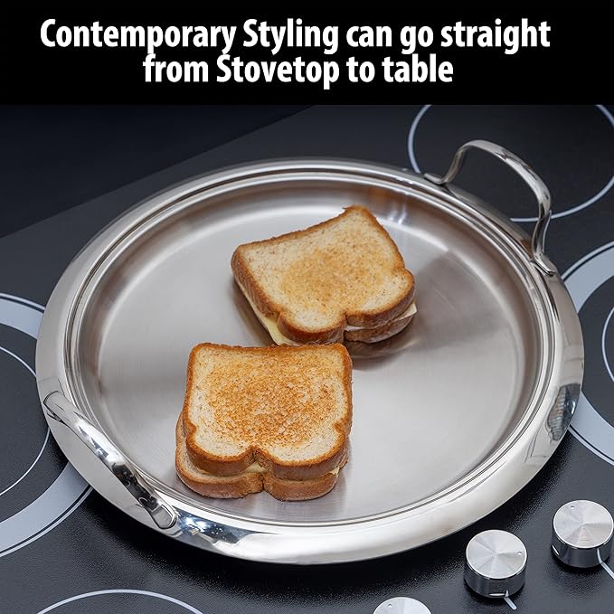 Chef's Secret 5-Ply Stainless-Steel Pancake Pan/Griddle with See Through Glass Lid