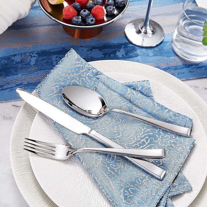 KEAWELL Premium Imperial 4-Piece 8.2 inch Forks Set – Heavy Duty 18/10 Stainless Steel Flatware with Mirror Finish and Squared Edge, Dishwasher Safe for Elegant Dining (4, Dinner Forks)