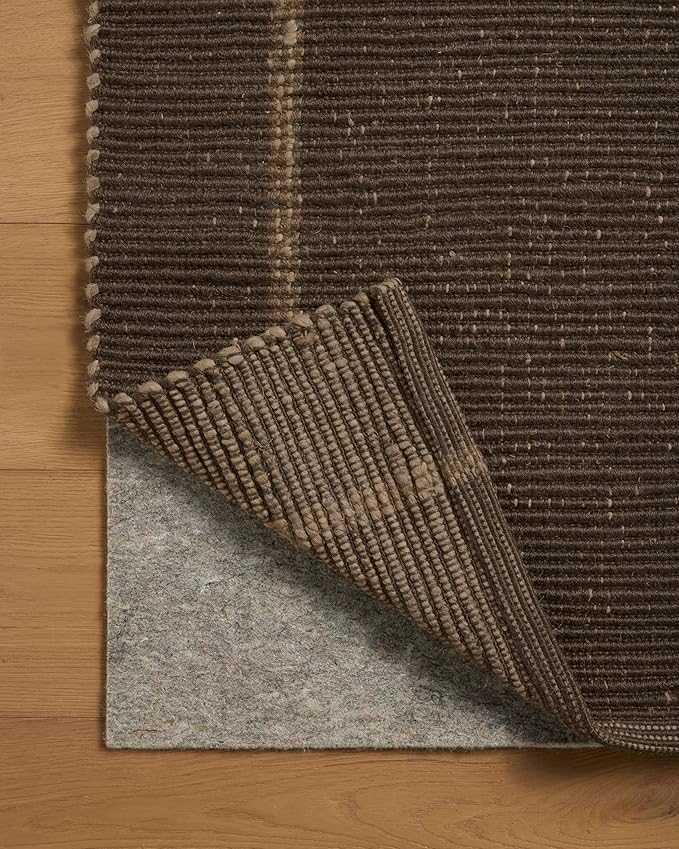 Loloi Leanne Ford Weatherstaff Collection WTS-01 Espresso/Natural 3'-6" x 5'-6" Accent Rug Jute, Striped, Neutral, Entryway, Mudroom, Bathroom, and Kitchen