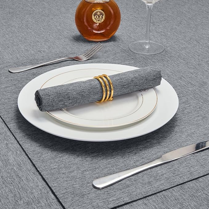 Cloth Napkin Set of 8 Square Washable Reusable Linen Fabric Polyester for Kitchen Dinner Dining Restaurants Wedding Party Banquet Table(Gray/17x17 Inch)