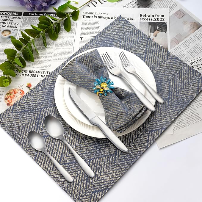 20 Pieces Silverware Set, Stainless Steel Flatware Set for 4, Matte Satin Polished Cutlery Set Include Forks Spoons and Knives, Dishwasher Safe Utensils Set for Home Restaurant