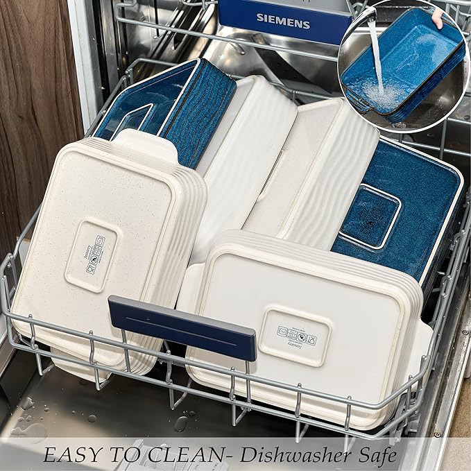 Kiln-Transformed Blue Ceramic Baking Dish Set of 3, Casserole Dishes for Oven, Square Porcelain Bakeware Set with Handles, Lasagna Baking Pan for Cooking, Perfect for Baking and Serving, Housewarming, Halloween, Thanksgiving, Christmas, New Year