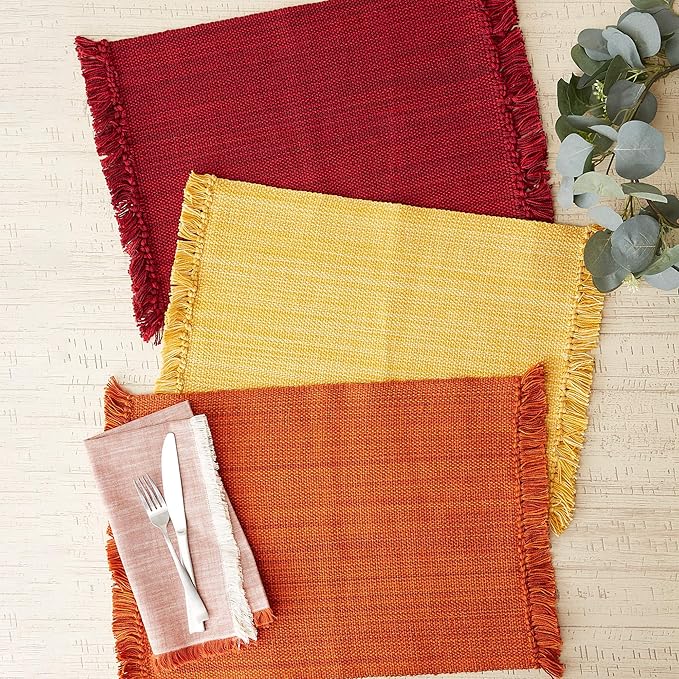 DII Variegated Tabletop Collection, Placemat Set3x19, Redwood, 6 Piece