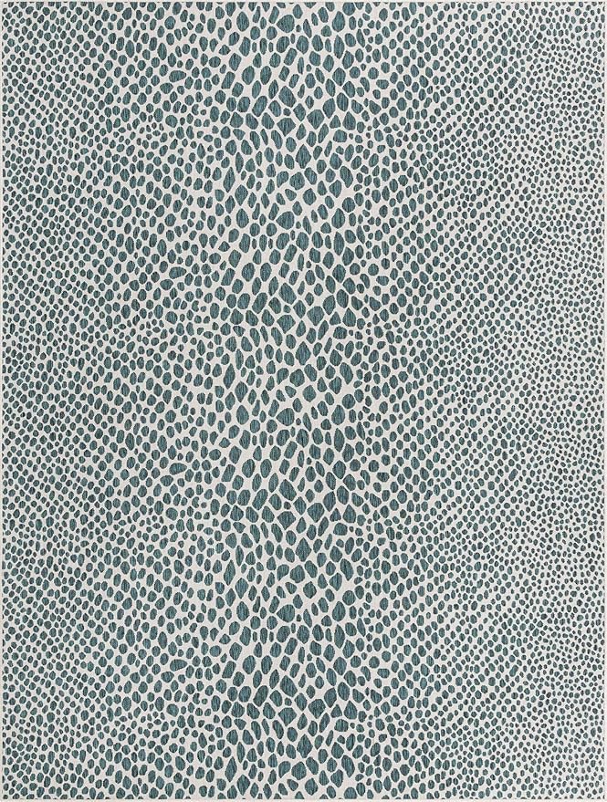 Unique Loom Outdoor Collection Area Rug - Cape Town (9' x 12' Rectangle, Teal/ Ivory)