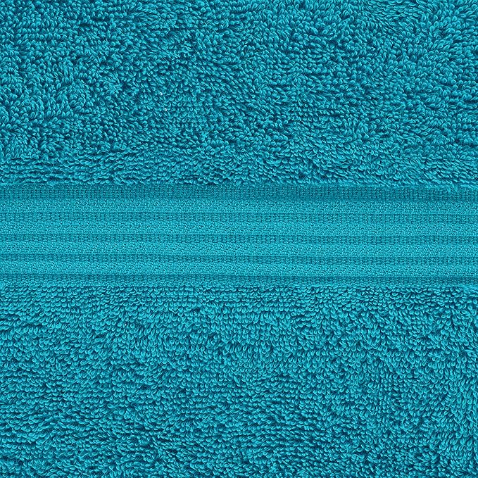 American Veteran Towel, 100% Cotton Turkish Washcloths for Bathroom Essentials 4 Pack, Soft Absorbent Wash Cloths Quick Drying Small Towels Washrags, Aqua Blue