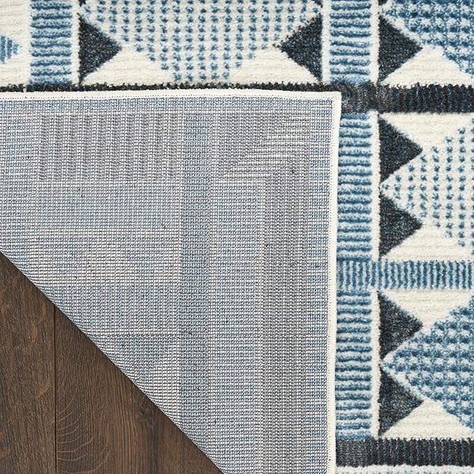 Nourison Home Nordic Blue 5' x 7' Area Rug - Easy Clean, Non Shedding, Bed Room, Living Room, Dining Room, Kitchen (5' x 7')