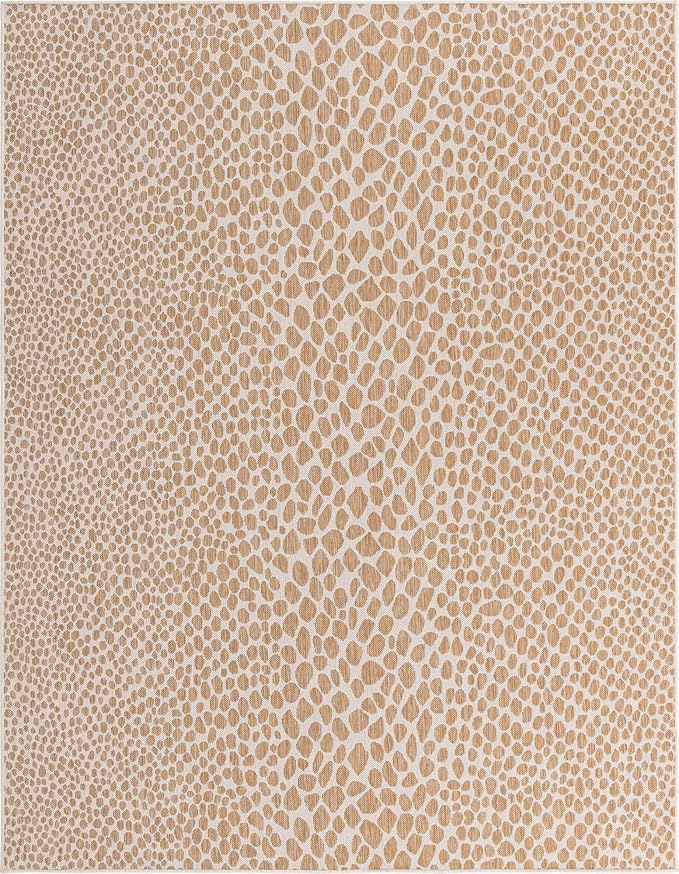 Unique Loom Outdoor Collection Area Rug - Cape Town (7' 10" x 10' Rectangle, Dark Beige/ Ivory)