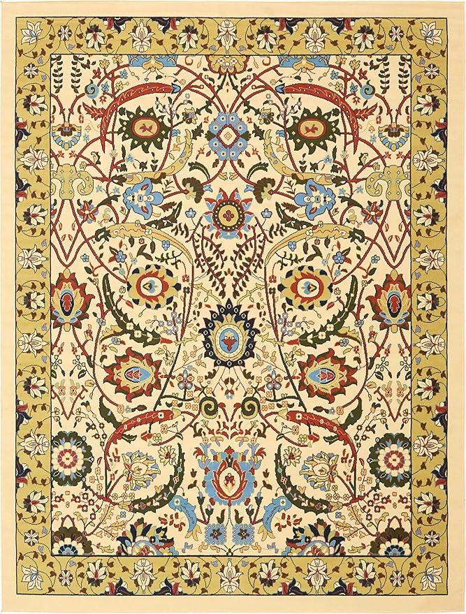 Unique Loom Espahan Collection Area Rug - Cape Cod (9'x 12' Rectangle, Cream/ Black)