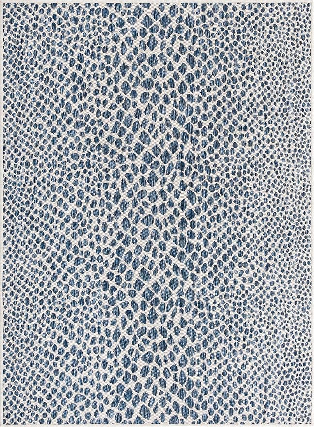 Unique Loom Outdoor Collection Area Rug - Cape Town (5' 3' x 8' Rectangle, Blue/ Olive)