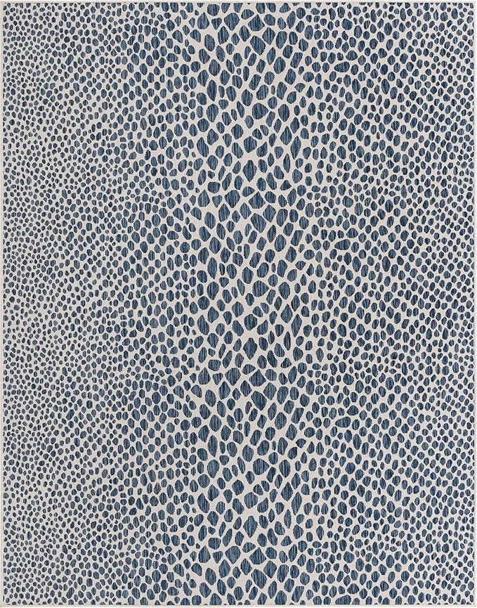 Unique Loom Outdoor Collection Area Rug - Cape Town (7' 10" x 10' Rectangle, Blue/ Olive)