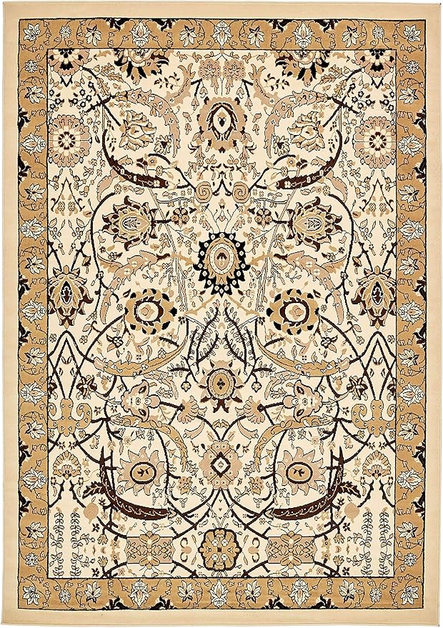 Unique Loom Espahan Collection Area Rug - Cape Cod (7' 1" x 10' Rectangle, Ivory/ Beige)