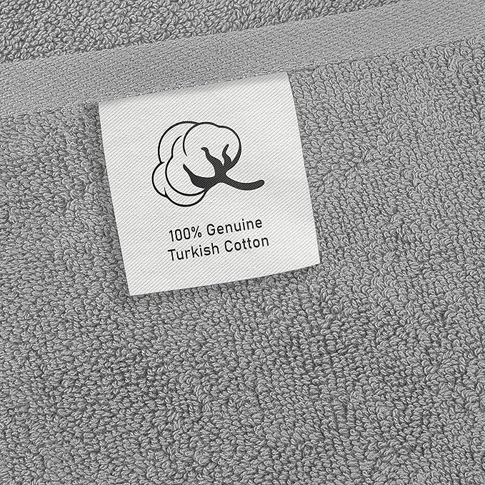 Cotton Paradise 100% Cotton Turkish Washcloth Set for Bathroom, 4 Piece Soft Absorbent Small Hand Face Towels Wash Rags, Light Gray