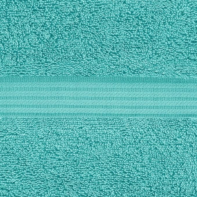 American Veteran Towel, 100% Cotton Turkish Washcloths for Bathroom Essentials 4 Pack, Soft Absorbent Wash Cloths Quick Drying Small Towels Washrags, Turquoise Blue