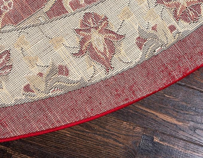 Unique Loom Espahan Collection Area Rug - Cape Cod (7' 10" Round, Red/ Beige)