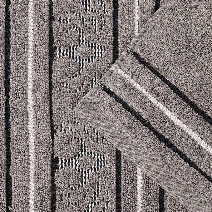 Superior Cotton 6 Piece Towel Set, 2 Bath, 2 Hand, 2 Washcloth/Face Towels, Quick Dry, Home Essentials, Shower, Spa, Luxury Plush Soft Absorbent Towels, Zero-Twist, Jacquard Floral, Charcoal