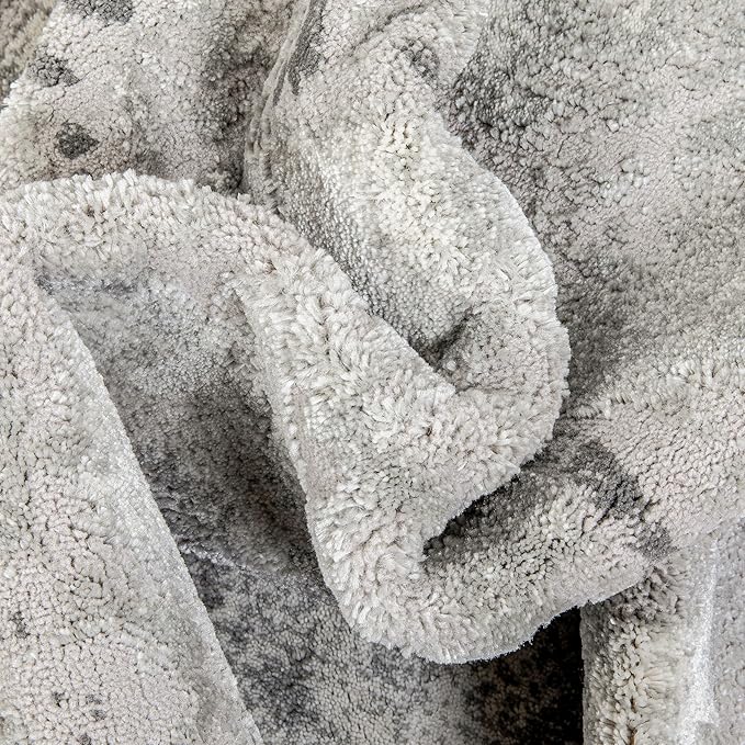 Well Woven Fairmont Collection Huntington Grey Gold & Ivory Marble Border Elegant & Soft 2x3 Mat Rug Perfect for Entryway & Bedroom Durable Stain Resistant & Easy to Clean