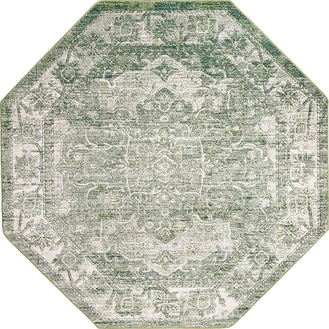 Unique Loom Isabella Collection Area Rug - Adjani (7' 10" Octagon, Green/ Ivory)