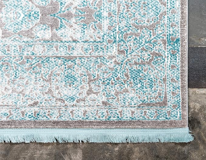 Unique Loom Area Rug- Traditional Classic Intricate Design with Distressed Vintage Detail, 3' 3 x 5' 3 Rectangular, Blue/Gray