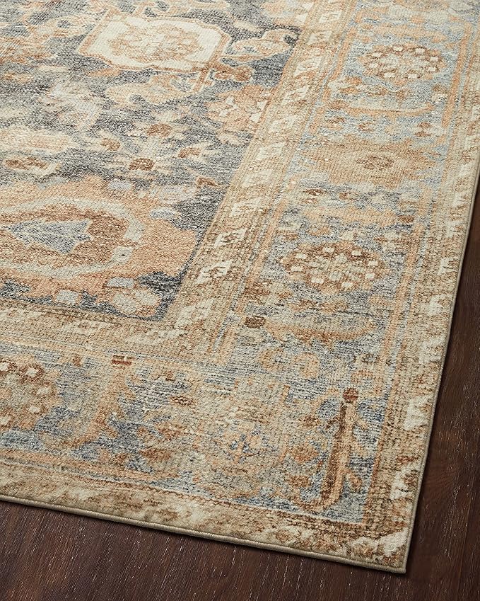 Loloi Margot Collection MAT-03 Ocean/Spice 7'-6" x 9'-6" Area Rug feat. CloudPile, No-Shed Easy Clean Large Patterned Area Rug for Living Room, Bedroom, Dining Area