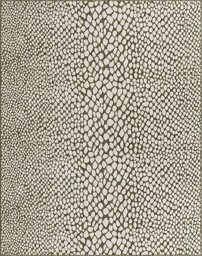Unique Loom Jill Zarin Outdoor Collection Area Rug - Cape Town (7' 10" x 10' Rectangle, Green/ Ivory)