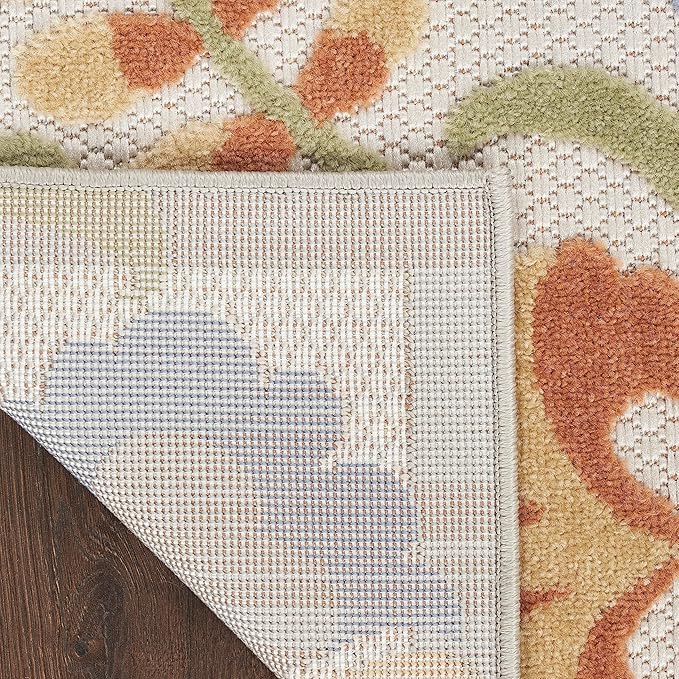 Nourison Home Aloha Ivory Blue 2' x 6' Area Rug - Easy Clean, Non Shedding, Bed Room, Living Room, Dining Room, Kitchen (6' Runner)