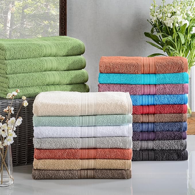 Superior Eco-Friendly Cotton 4-Piece Bath Towel Set, Large Towels for Bath, Shower, Pool, Master and Guest Bathroom, Home Essentials, Quick Drying, Soft Body Towels for Adults and Kids, Graphite