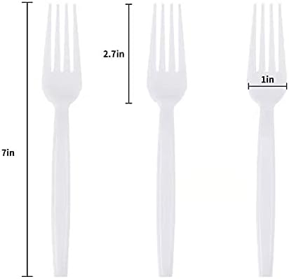 Plastic Forks Disposable Individually Packaged Forks White 7Inch Commercial Take Away Forks Heavy Individually Wrapped 100 PCS