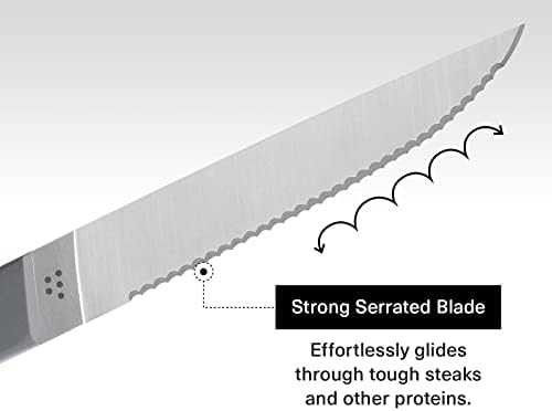 Misen Steak Knives Set of 4 - Precision Serrated Blades for Effortless Dining - German Stainless Steel - Superior Cuts with Four Steak Knives - Comfortable, Sleek Handles - Blue