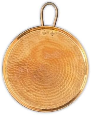 Celly Party 13 Inch Copper Comal, Round Griddle Pan for Tortillas Quesadillas Pancakes, Handmade Hammered Copper Cookware for Stove Top or BBQ Grill