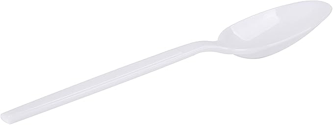 Plastic Spoons Disposable Individually Packaged Spoon White 7Inch Commercial Take Away Spoons Heavy Individually Wrapped 100 PCS