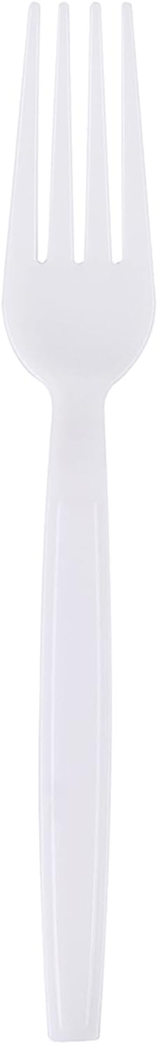 Plastic Forks Disposable Individually Packaged Forks White 7Inch Commercial Take Away Forks Heavy Individually Wrapped 100 PCS