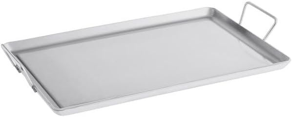 15 x 23 Inch Portable Aluminum Griddle, Silver Rectangle, Dual Welded Handles, Range Top Cooking Surface, Hand Wash Only