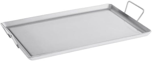 15 x 23 Inch Portable Aluminum Griddle, Silver Rectangle, Dual Welded Handles, Range Top Cooking Surface, Hand Wash Only