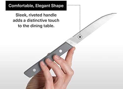 Misen Steak Knives Set of 4 - Precision Serrated Blades for Effortless Dining - German Stainless Steel - Superior Cuts with Four Steak Knives - Comfortable, Sleek Handles - Blue