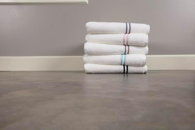 Maisonette Loft Baratta Egyptian Cotton Turkish Hand Towels - Soft, Absorbent Washcloths for Face - Ideal Quick Dry Small Towel Wash Cloth Set for Bathroom - (13" x 13", 6 Pack) - White, Navy Striped