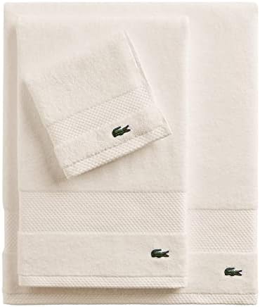 Lacoste Heritage 100% Supima Cotton Bath Sheet, Chalk, 35" x 70" – Highly Absorbent & Quick Drying, Premium Super Soft Bath Towel, Bathroom Essential, Gift for All Occasions, Machine Washable