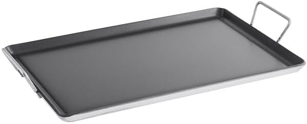 15 x 23 Inch Portable Non-Stick Aluminum Griddle, Rectangle, Silver, Dual Welded Handles, Hand Wash Only, for Stovetop Cooking