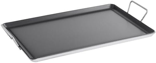 15 x 23 Inch Portable Non-Stick Aluminum Griddle, Rectangle, Silver, Dual Welded Handles, Hand Wash Only, for Stovetop Cooking