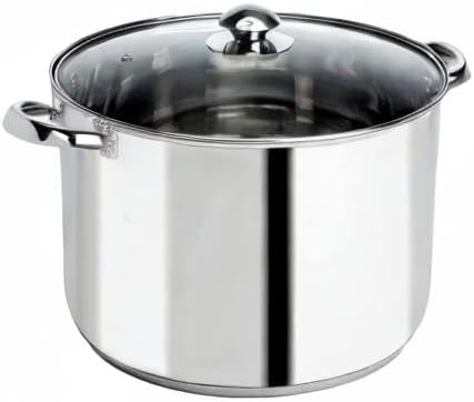 Ecolution Pure Intentions Stock Pot - Features Tempered Glass Lid, Stay-Cool Handles, and Encapsulated Bottom - Oven Safe - Curbside Recyclable Stainless Steel - 12 Quarts