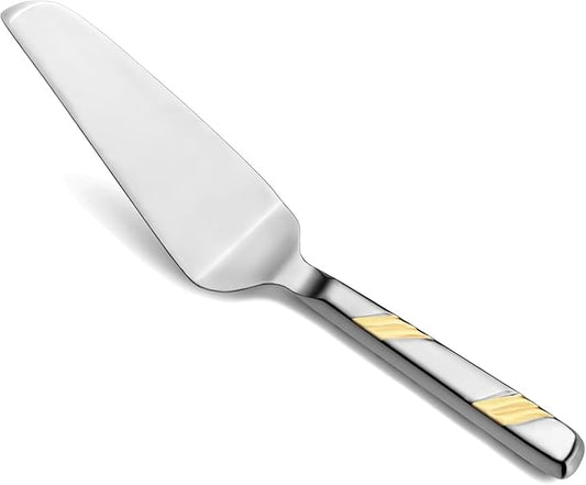 New Star Foodservice Hollow Handle Notched Serving Spoon (Gold, Cake Server (10.75-Inch))