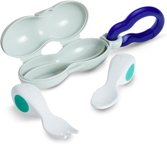 Doddl Baby Spoon and Fork, Cutlery Set for Babies 6+ Months, Learn to Self-Feed. Helps Weaning (Aqua)