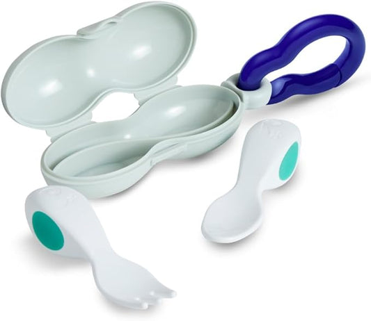 Doddl Baby Spoon and Fork, Cutlery Set for Babies 6+ Months, Learn to Self-Feed. Helps Weaning (Aqua)