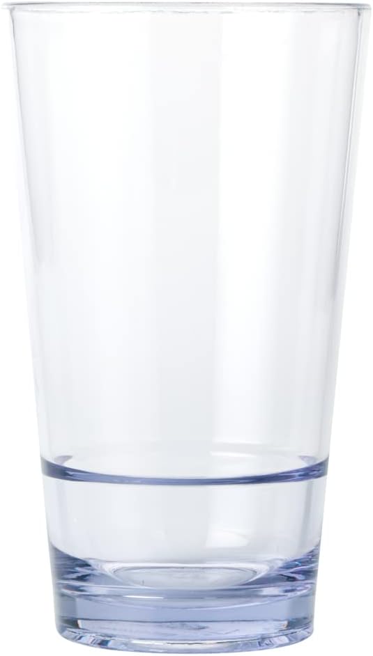 Bev Tek 14 Ounce Plastic Drinking Glasses, 12 Reusable Plastic Cocktail Cups - Shatterproof, Clear Plastic Highball Glasses, Dishwashable, Stackable - Restaurantware
