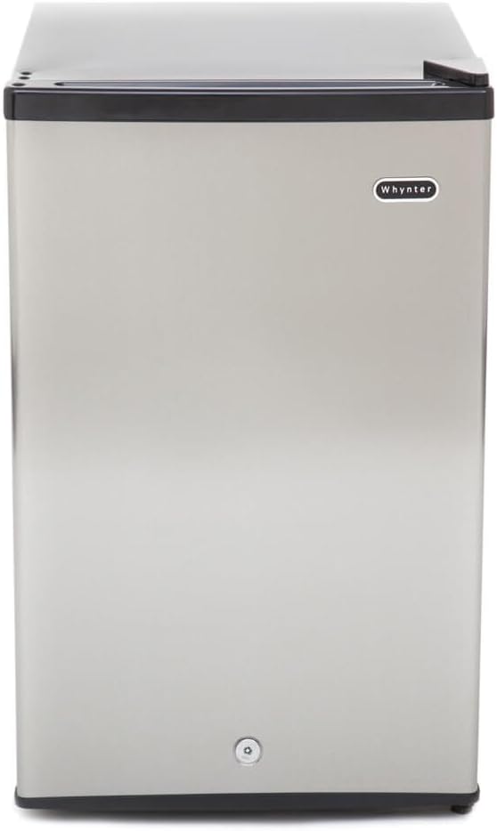 Whynter Upright Freezer with Lock, 2.1 Cu. Ft. Small Freezer Mini Freezer for Bedrooms, Dorms, Garages, Offices CUF-210SS, Stainless Steel Energy Star