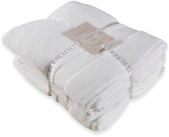 Maisonette Elegance 100% Organic Cotton Turkish Bathroom Towels Set, Ideal Quick Dry Luxury Washcloths, Hand & Large Bath Towels for Shower (6 Pack), White